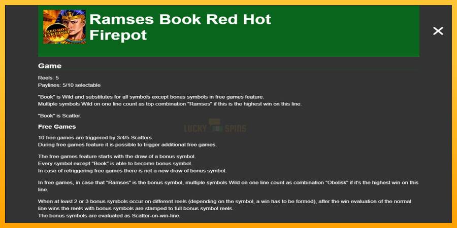 Ramses Book Red Hot Firepot 游戏机赚钱, 图片 1