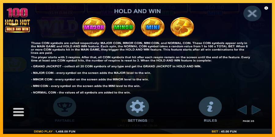 100 Hold Hot Hold and Win 游戏机赚钱, 图片 6