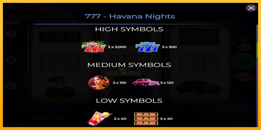 777 - Havana Nights 游戏机赚钱, 图片 5