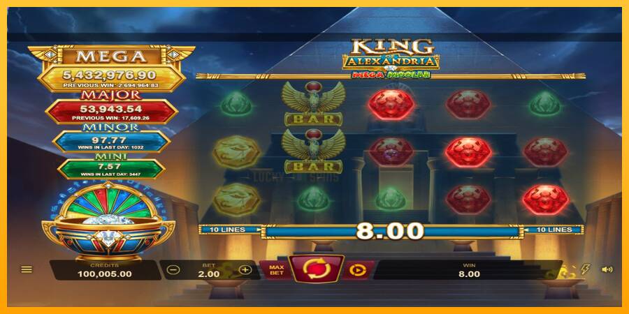 King of Alexandria Mega Moolah 游戏机赚钱, 图片 1