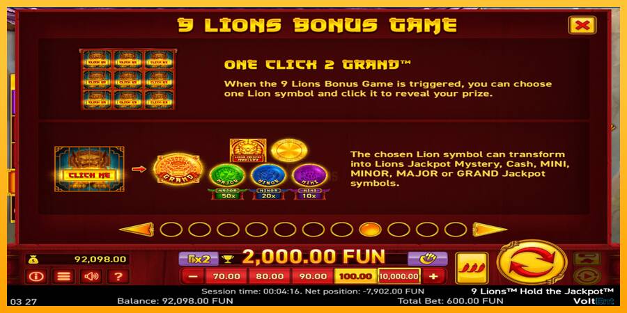 9 Lions: Hold The Jackpot 游戏机赚钱, 图片 3