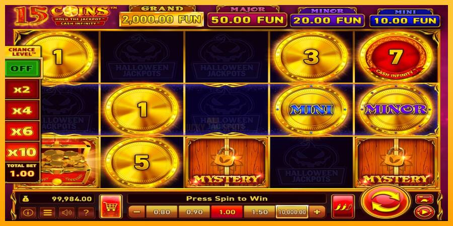 15 Coins Grand Gold Edition Halloween Jackpot 游戏机赚钱, 图片 2