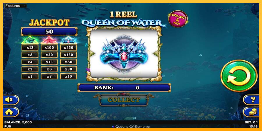 1 Reel Queen of Water 游戏机赚钱, 图片 2