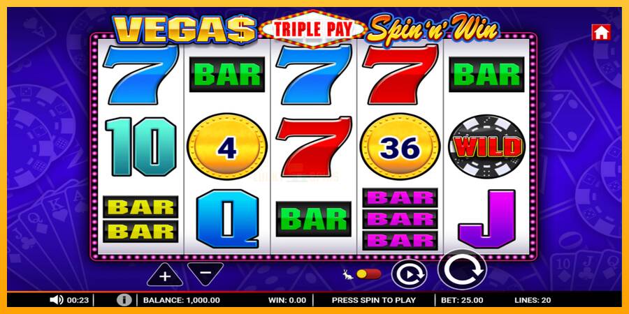 Vegas Triple Pay Spin n Win 游戏机赚钱, 图片 1