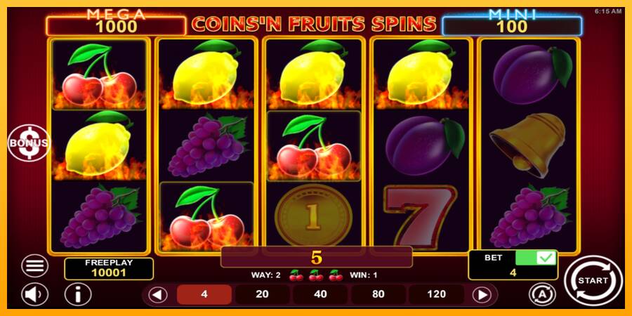 Coinsn Fruits Spins 游戏机赚钱, 图片 3