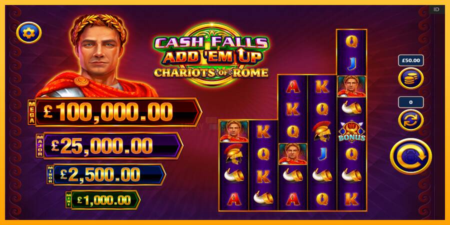 Cash Falls: Add Em Up Chariots of Rome 游戏机赚钱, 图片 2