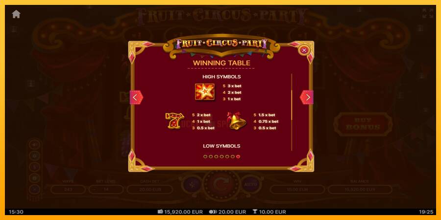 Fruit Circus Party 游戏机赚钱, 图片 7