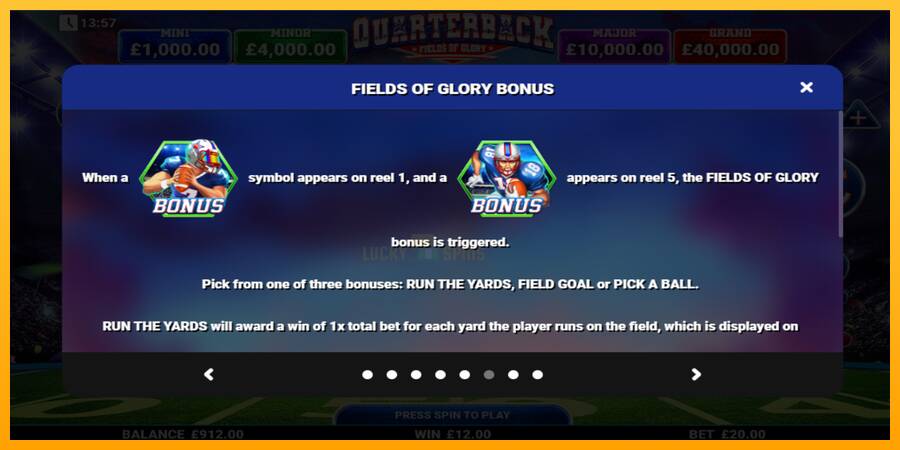 Quarterback Fields of Glory 游戏机赚钱, 图片 7