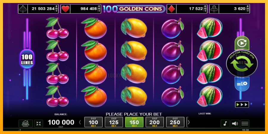 100 Golden Coins 游戏机赚钱, 图片 1