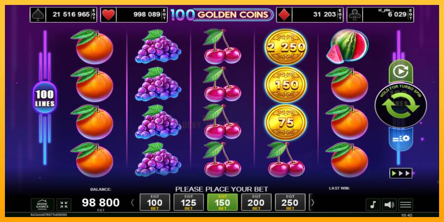 100 Golden Coins 游戏机赚钱, 图片 2