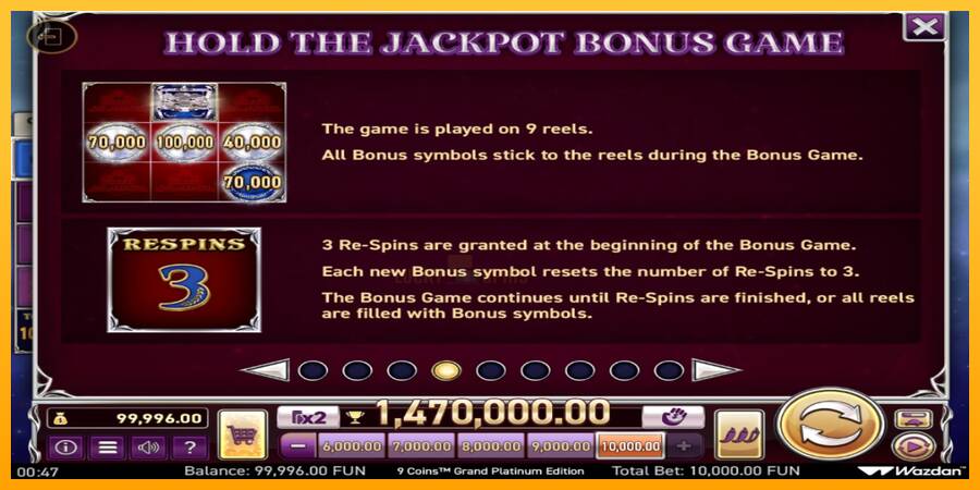 9 Coins Grand Platinum Edition Score The Jackpot 游戏机赚钱, 图片 4