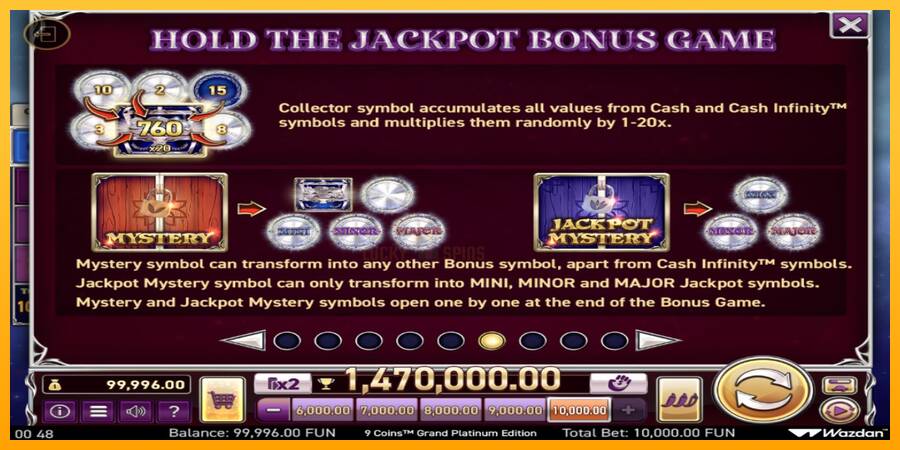 9 Coins Grand Platinum Edition Score The Jackpot 游戏机赚钱, 图片 5