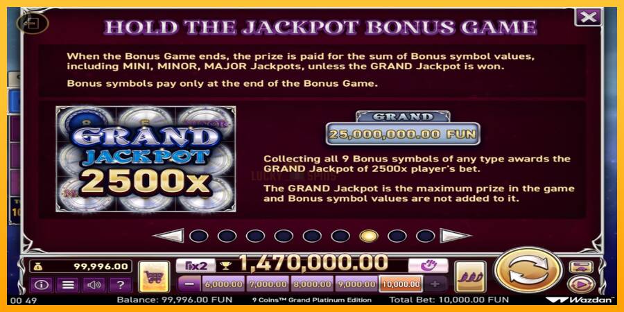 9 Coins Grand Platinum Edition Score The Jackpot 游戏机赚钱, 图片 6