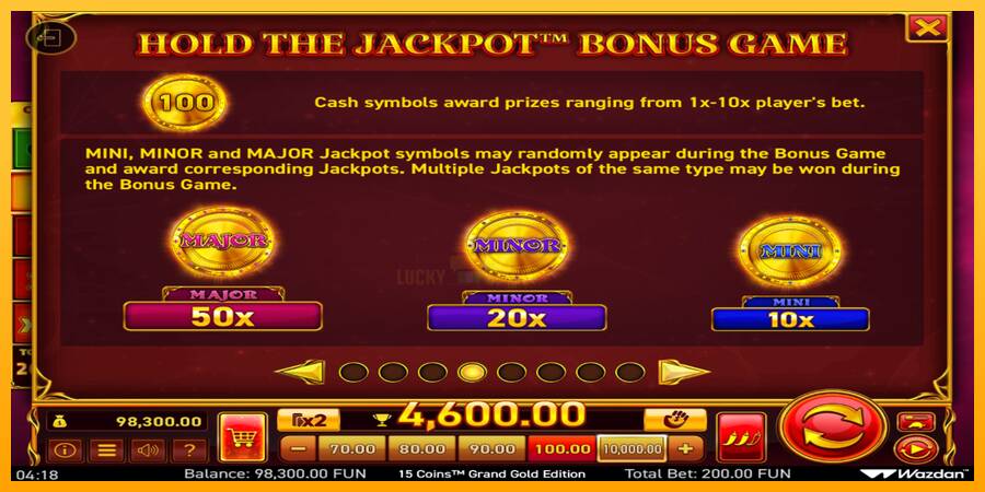 15 Coins Grand Gold Edition Score The Jackpot 游戏机赚钱, 图片 6