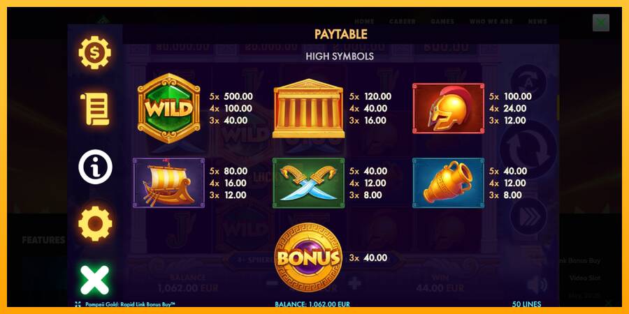 Pompeii Gold Rapid Link Bonus Buy 游戏机赚钱, 图片 6