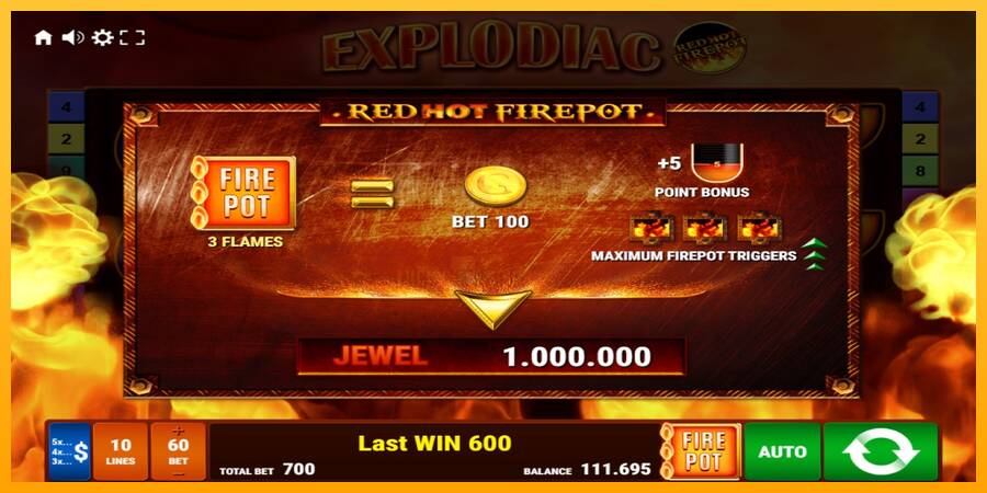 Explodiac Red Hot Firepot 游戏机赚钱, 图片 6