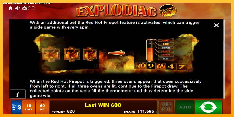 Explodiac Red Hot Firepot 游戏机赚钱, 图片 7