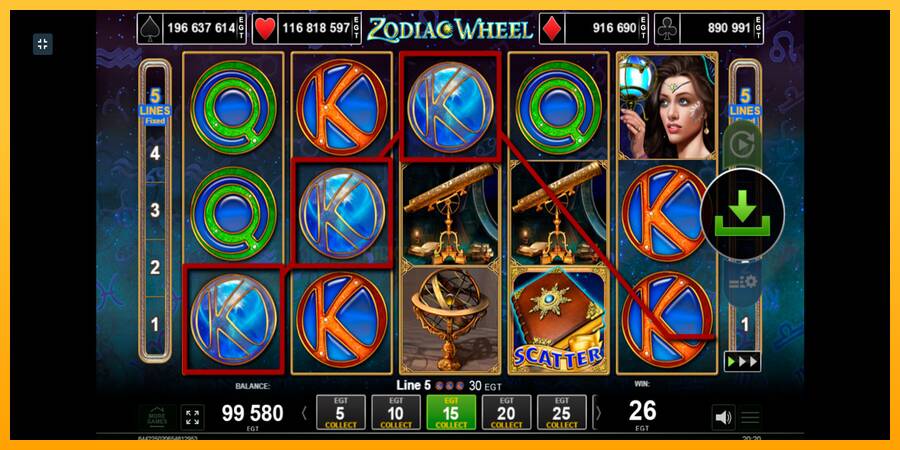 Zodiac Wheel 游戏机赚钱, 图片 5