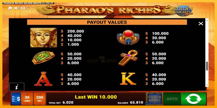 Pharaos Riches Golden Nights 游戏机赚钱, 图片 6