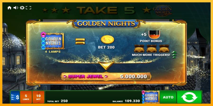 Take 5 Golden Nights 游戏机赚钱, 图片 6