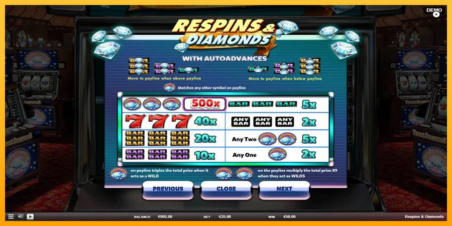 Respins Diamonds 游戏机赚钱, 图片 5