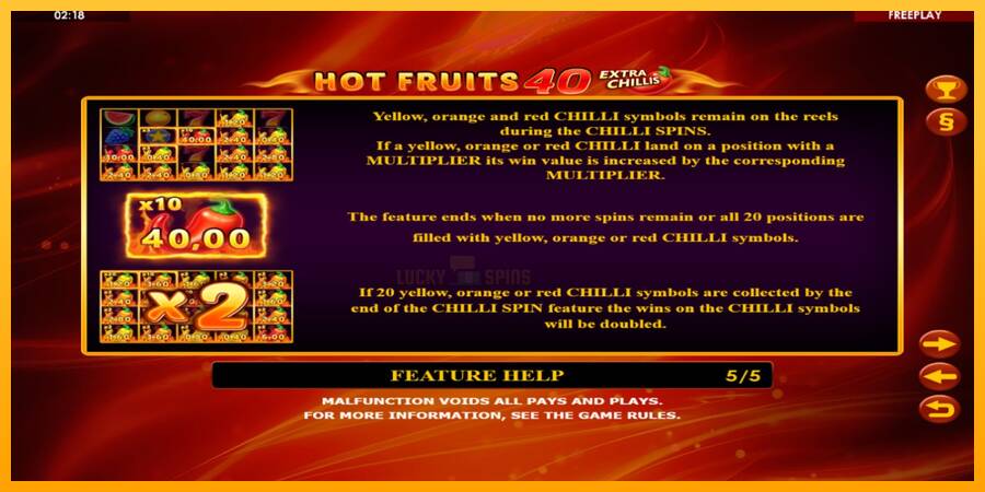 Hot Fruits 40 Extra Chillis 游戏机赚钱, 图片 6