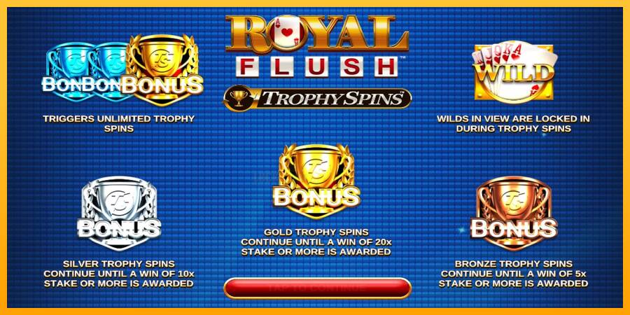 Royal Flush Trophy Spins 游戏机赚钱, 图片 3