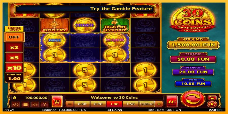 30 Coins Halloween Jackpots 游戏机赚钱, 图片 1