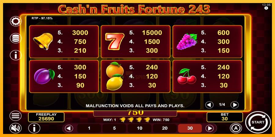 Cashn Fruits Fortune 243 游戏机赚钱, 图片 6